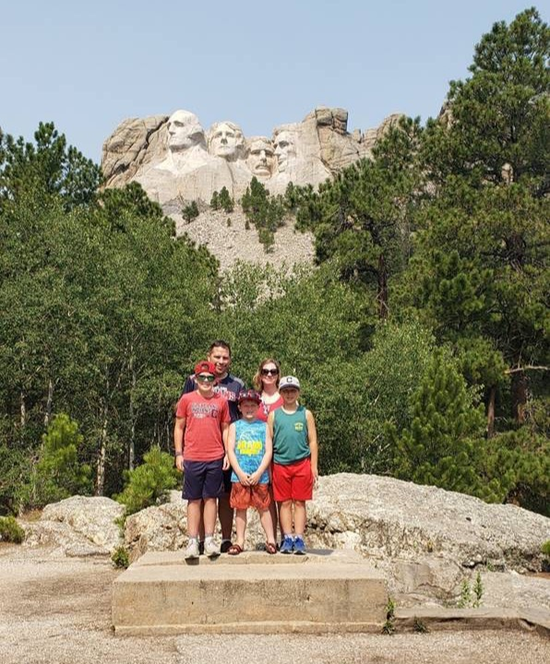 Christina Rigelsky and family at Mount Rushmore